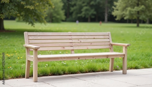 A Beautiful Wooden Park Bench Isolated on a Clean White Background for Outdoor Spaces and Gardens