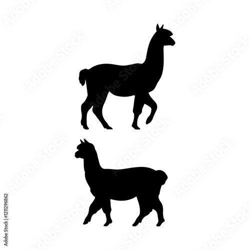 Alpaca walking silhouette icon vector illustration design on white background.