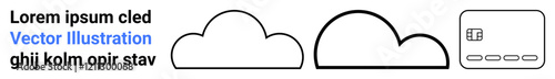Two cloud icons and a server icon with placeholder text. Ideal for technology, cloud services, data storage, networking, web design, app development, and digital marketing. Landing page