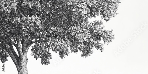 Wallpaper Mural Detailed Pen Sketch of a Tree Branch and Leaves Torontodigital.ca