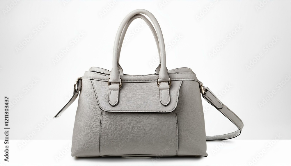 Elegant light gray satchel handbag. Elegant light gray satchel handbag.