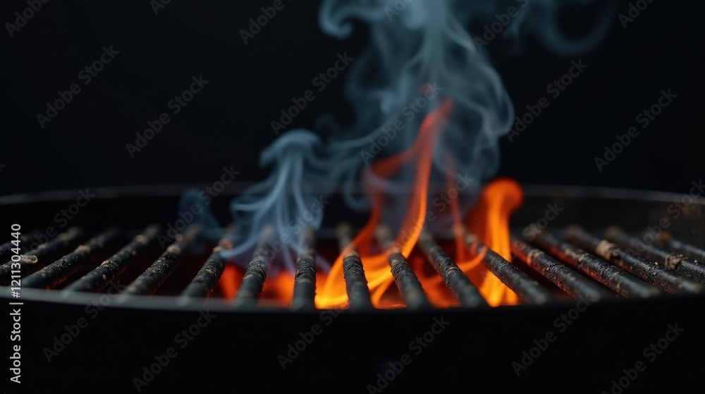 Embers Glow Brightly on a Hot Grill, Ready for Delicious Food Preparation Embers Glow Brightly on a Hot Grill, Ready for Delicious Food Preparation