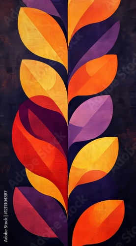 Wallpaper Mural orange and violet retro pattern design, digital art canvas, Generative AI Torontodigital.ca