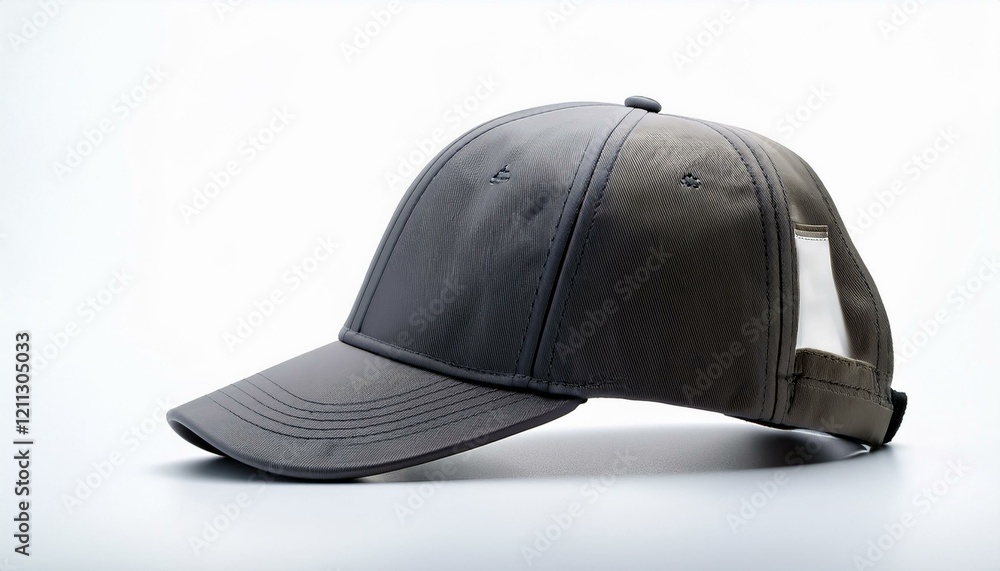 Stylish gray baseball cap with a unique back design. Stylish gray baseball cap with a unique back design.