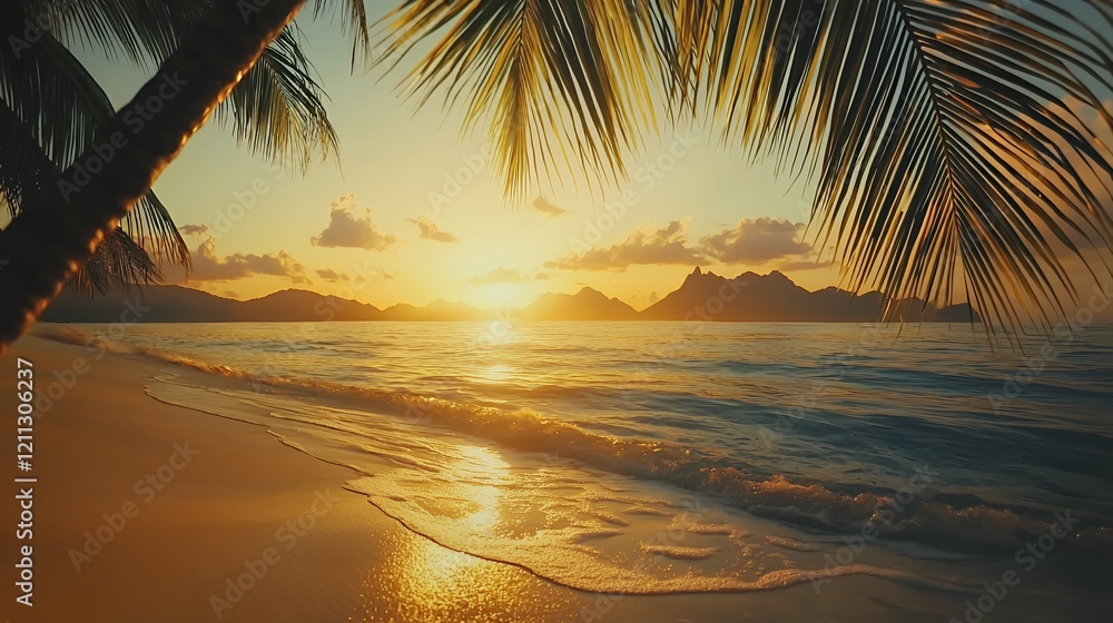 custom made wallpaper toronto digitalSerene Sunset on a Tropical Beach Paradise