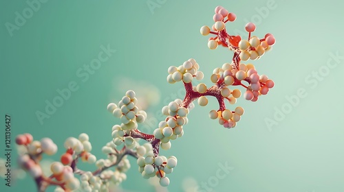 A striking visualization of a propylene oxide molecule highlighting its epoxide structure on a soft green background photo