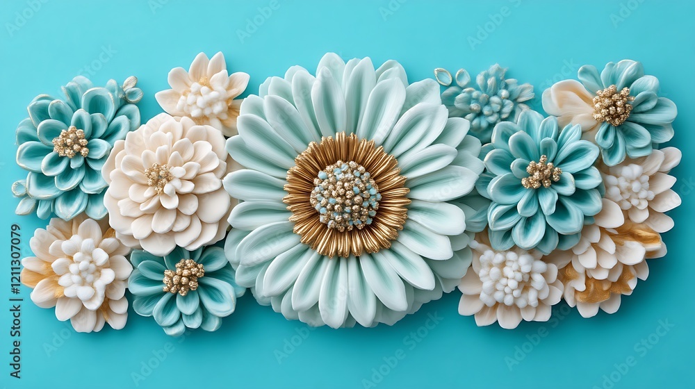 Elegant Teal and Cream Floral Arrangement Elegant Teal and Cream Floral Arrangement