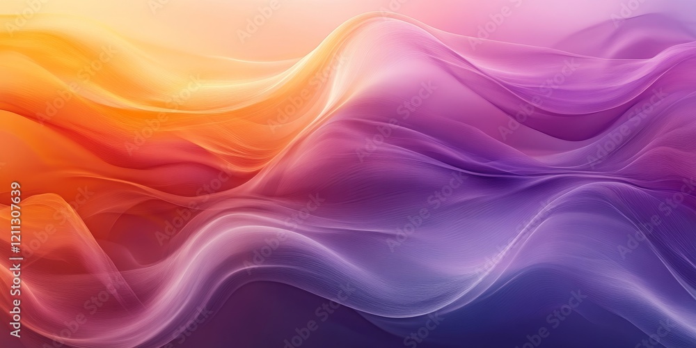 Fototapeta premium lavender and orange blurred abstract waves design, header banner, Generative AI