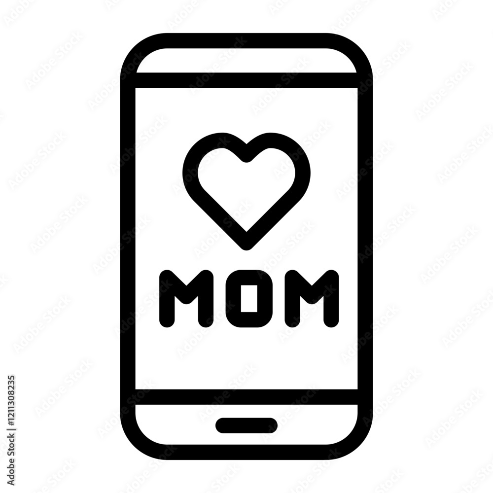 mom love smartphone outline style mom love smartphone outline style