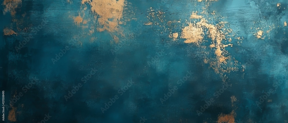 Fototapeta premium teal and gold grainy texture design, header banner, Generative AI