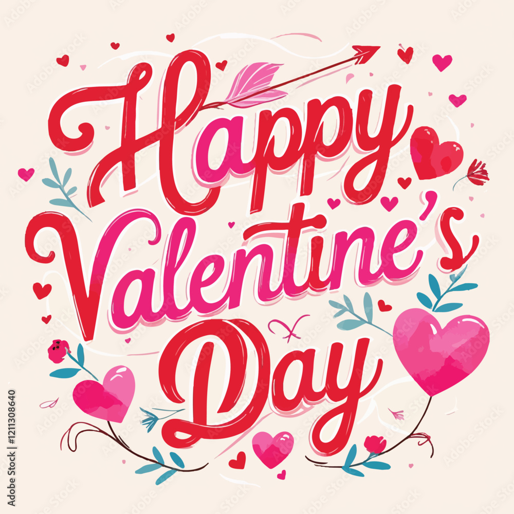 Obraz premium happy valentine day 2025 vector image.