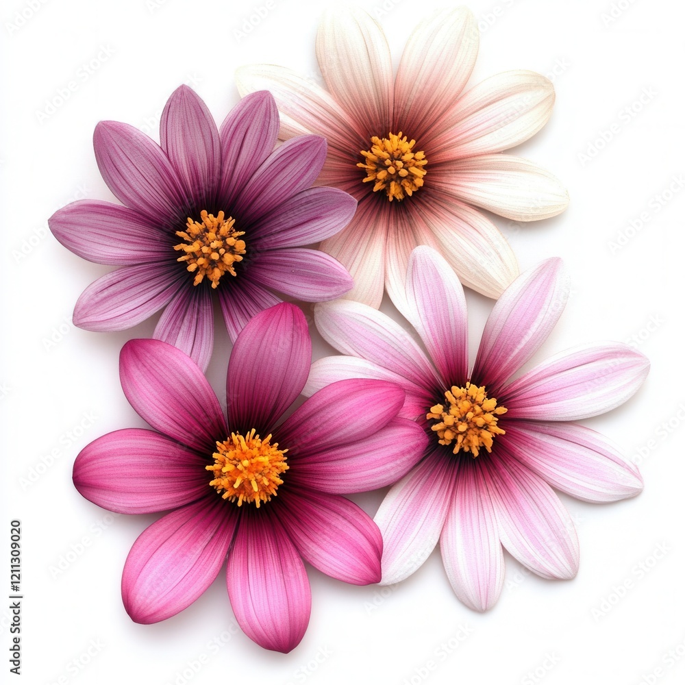 Pink flowers, white background, floral design, greeting card (2) Pink flowers, white background, floral design, greeting card (2)