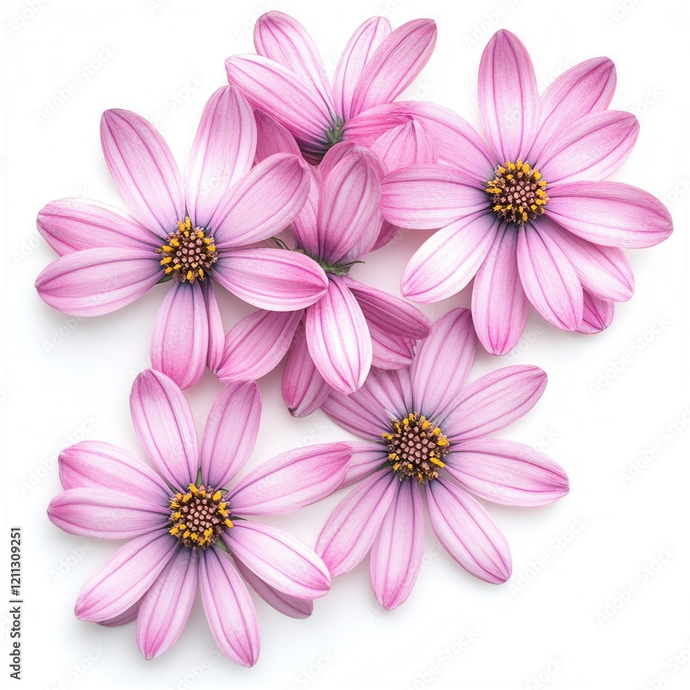Pink flowers, white background, floral design, greeting card Pink flowers, white background, floral design, greeting card