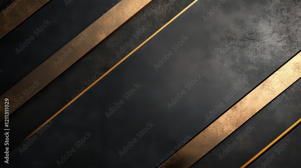 Fototapeta premium A sophisticated panel of matte black and gold with diagonal lines.