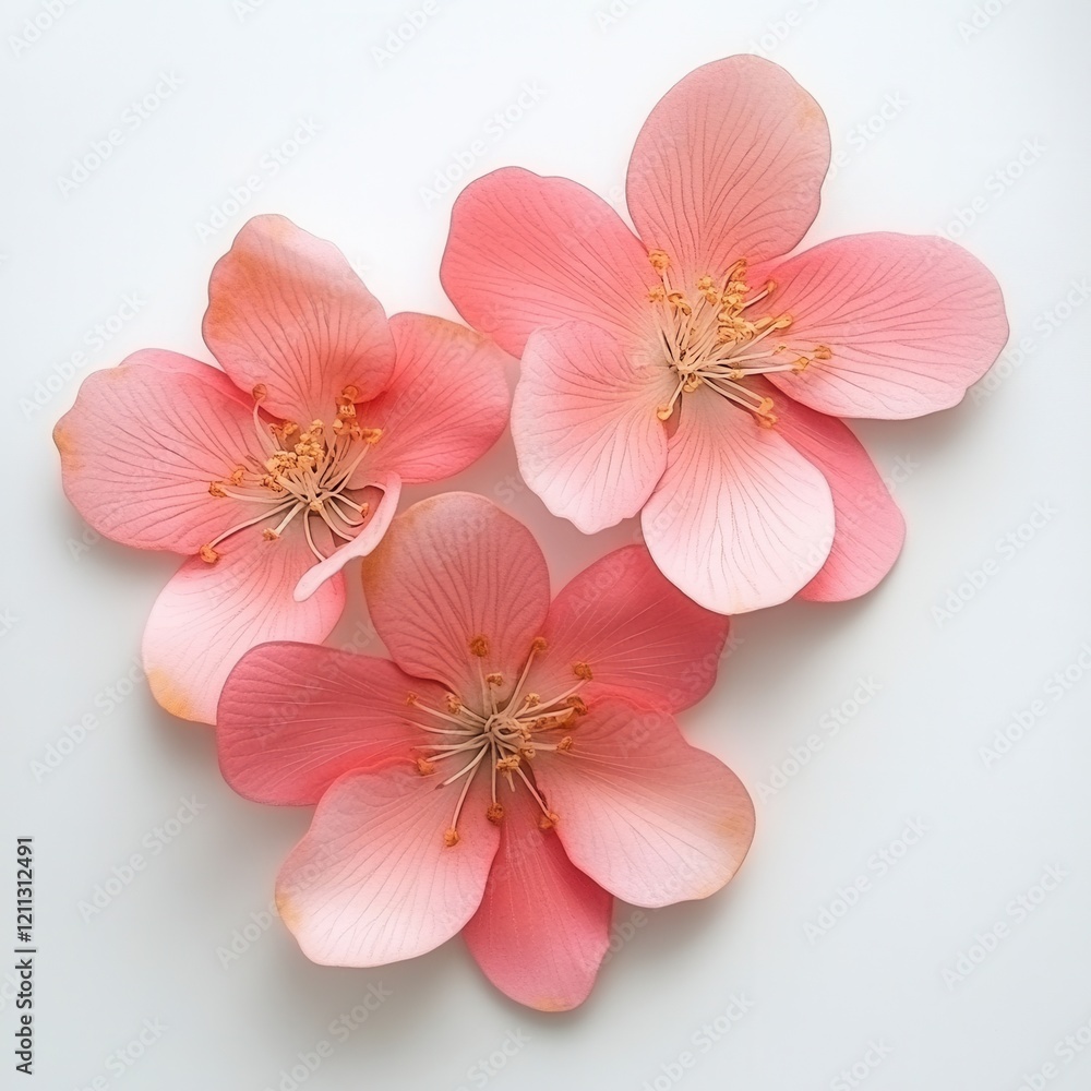 Obraz premium Pink flowers, studio shot, white background, spring