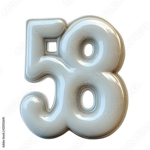 Glossy Balloon-Style Number Fifty-Eight: A Smooth, Elegant Design photo