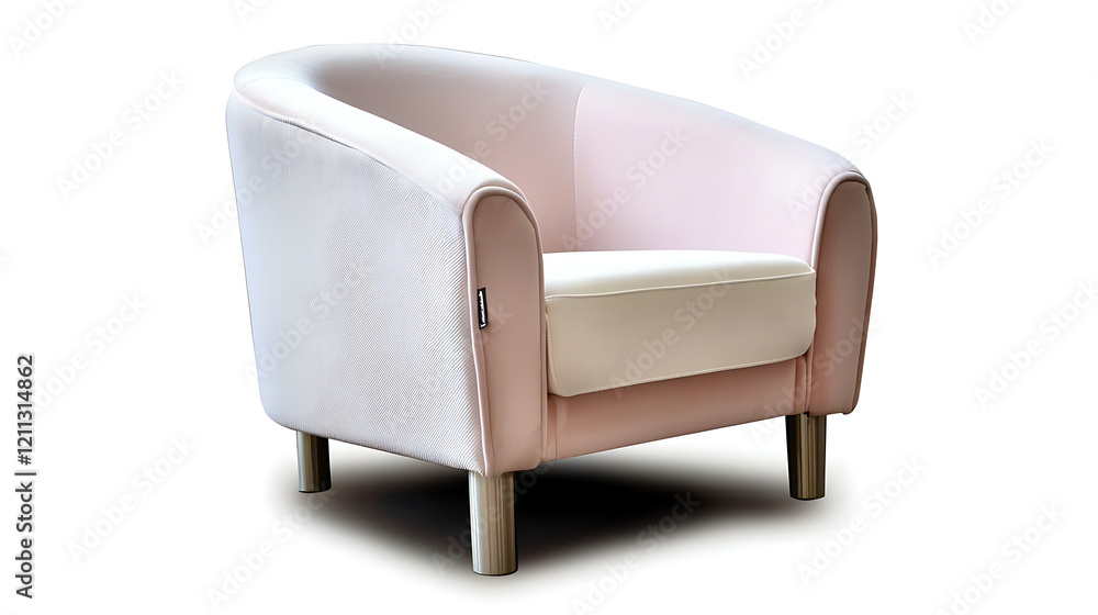 A white and pink chair with a white cushion. generated using AI
