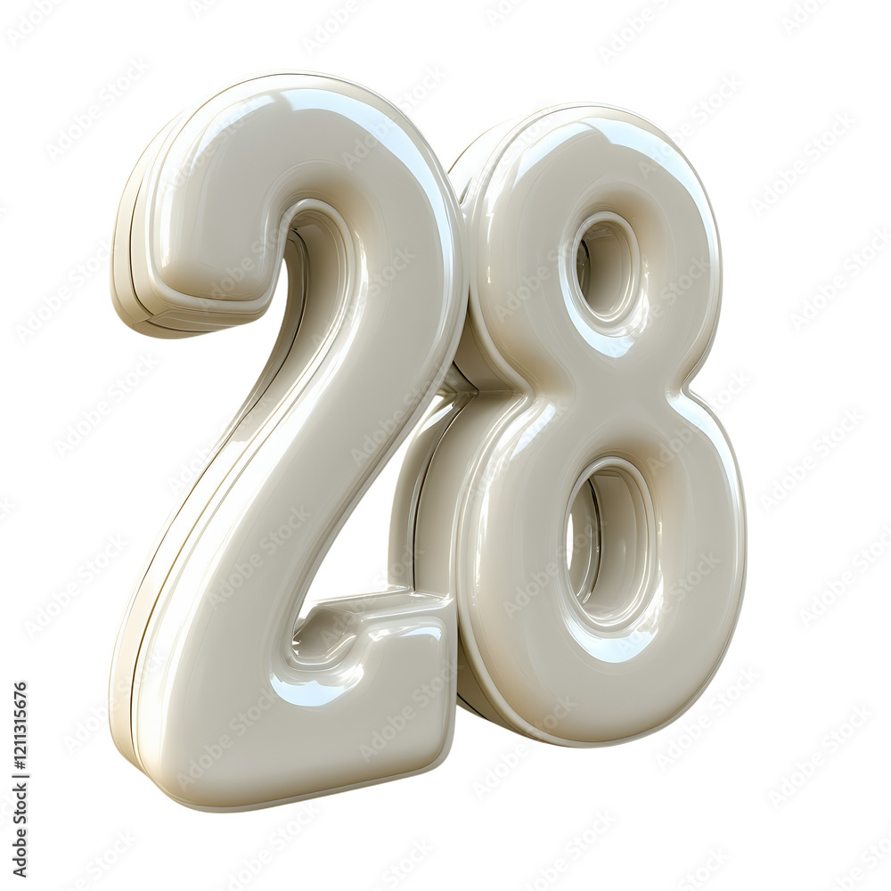Creamy, Glossy Number Twenty-Eight: A 3D Rendered Design Creamy, Glossy Number Twenty-Eight: A 3D Rendered Design