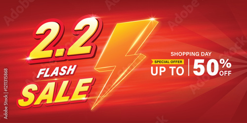 2.2 discount flash sale background. Vector illustration for shopping day, online shopping, special Offer coupon, voucher, banner template, websites, social media advertising.