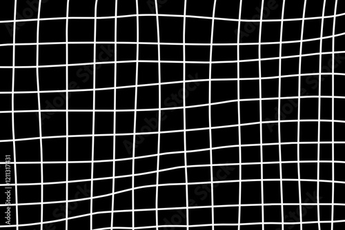 Abstract line pattern simple grid. Hand drawn grid Asymmetric geometric square. Black white Crosshatch design. 
