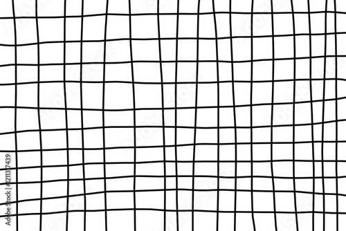 Abstract line pattern simple grid. Hand drawn grid Asymmetric geometric square. Black white Crosshatch design. 
