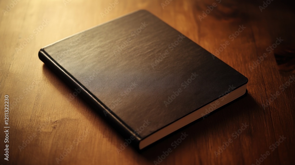 Dark Notebook on Wooden Table: A Minimalist Still Life Dark Notebook on Wooden Table: A Minimalist Still Life