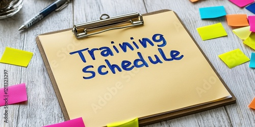 Training Schedule on Clipboard with Sticky Notes