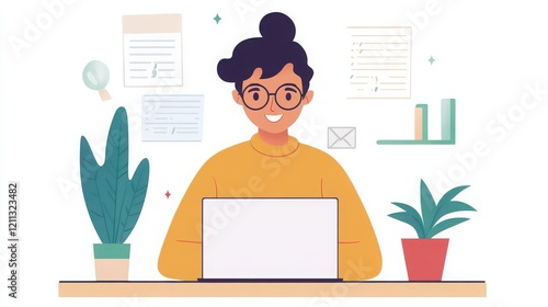 A professional answering a digital work-life balance questionnaire on a laptop.