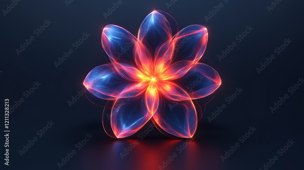 Abstract Luminous Flower Red Blue Energy Design Abstract Luminous Flower Red Blue Energy Design