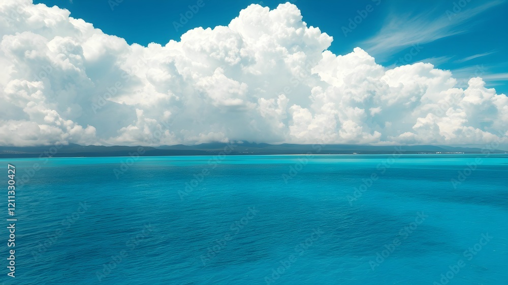 tropical beach with turquoise water and white clouds in the blue sky tropical beach with turquoise water and white clouds in the blue sky