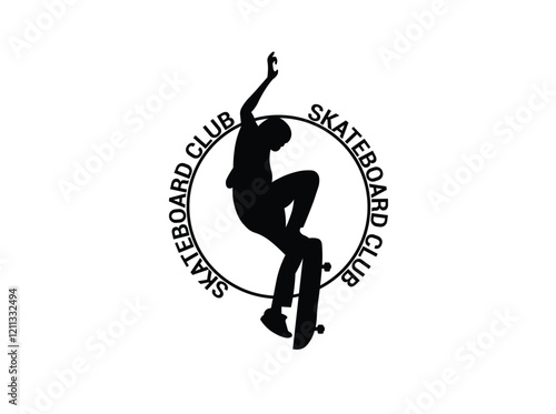 skateboard silhouette high vector