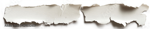Torn Paper Edge Isolated on White Background - Realistic Textured Ripped Paper
