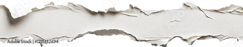 Torn Paper Edge Isolated on White Background - Realistic Textured Ripped Paper