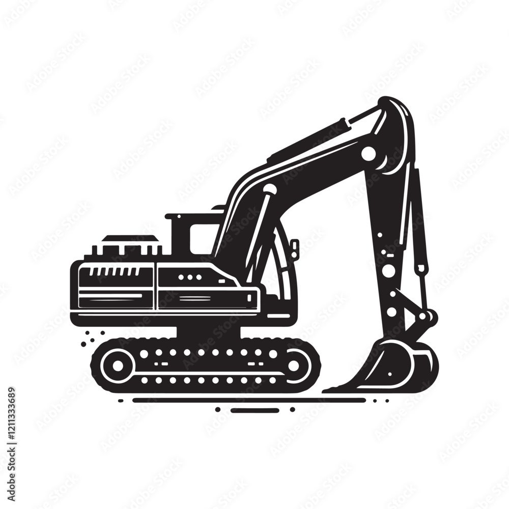 Excavator Silhouette Icon vector art illustration 1 Excavator Silhouette Icon vector art illustration 1