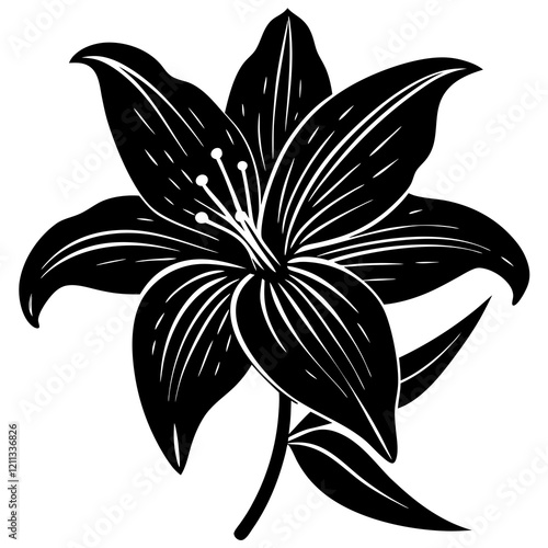 Elegant Lily Silhouette on White