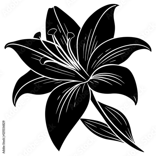 Elegant Lily Silhouette on White