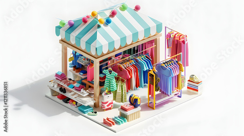 Fototapeta Naklejka Na Ścianę i Meble -  Clothing Stall isometric 3D
