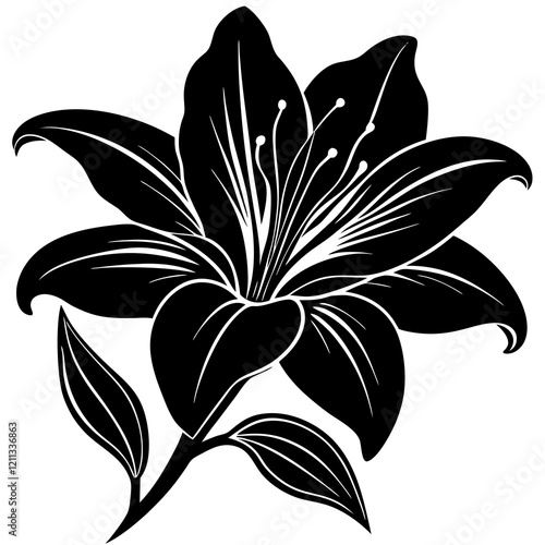 Elegant Lily Silhouette on White