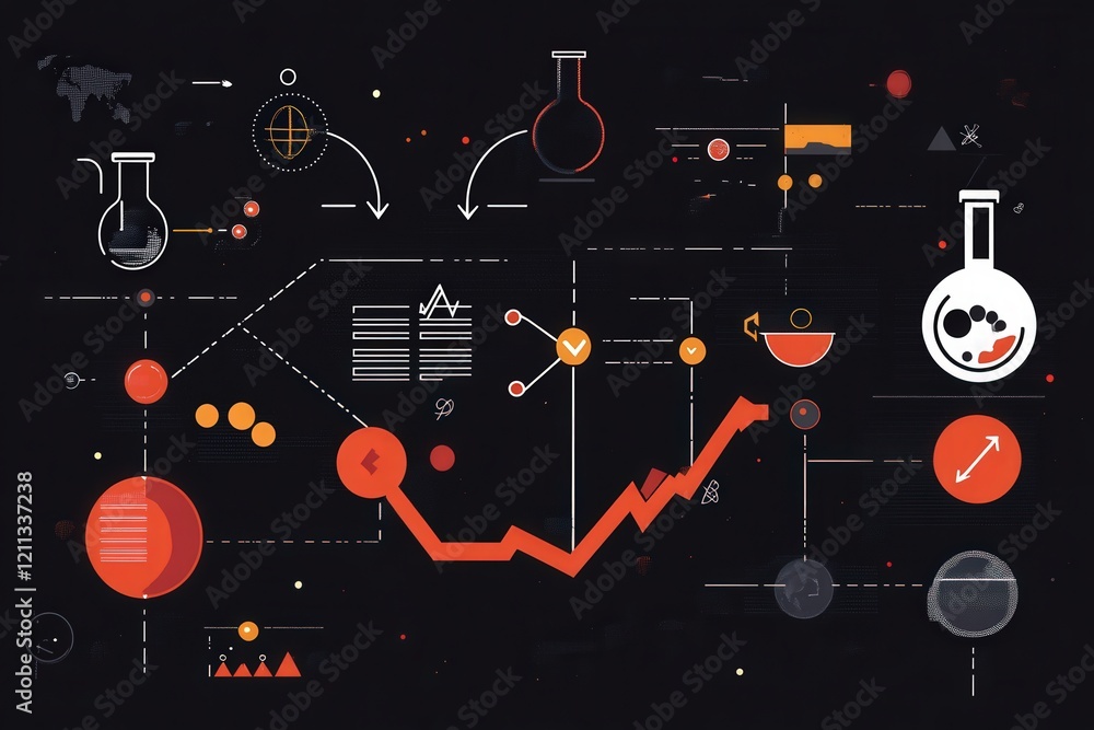 A creative visualization of the scientific method cycle, with arrows connecting each step and icons for each process A creative visualization of the scientific method cycle, with arrows connecting each step and icons for each process