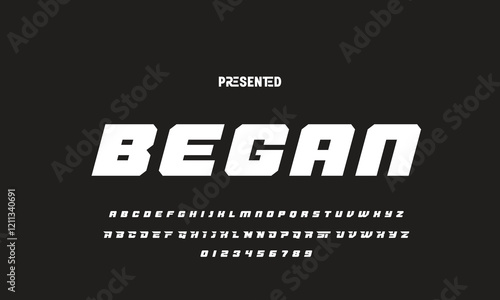Digital modern alphabet font. Creative abstract urban, futuristic, fashion, sport, minimal technology typography.  Simple vector illustration with number