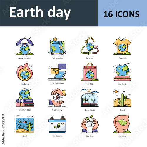 Earth day Vector icon Set 5. Eps 10 File