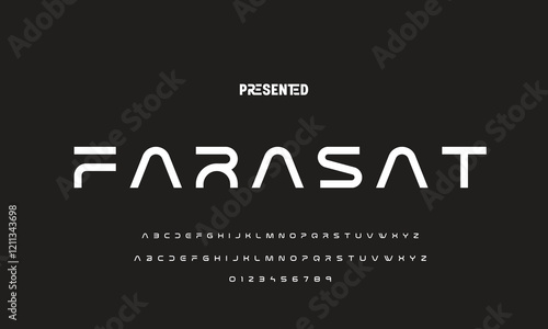 Digital modern alphabet font. Creative abstract urban, futuristic, fashion, sport, minimal technology typography.  Simple vector illustration with number