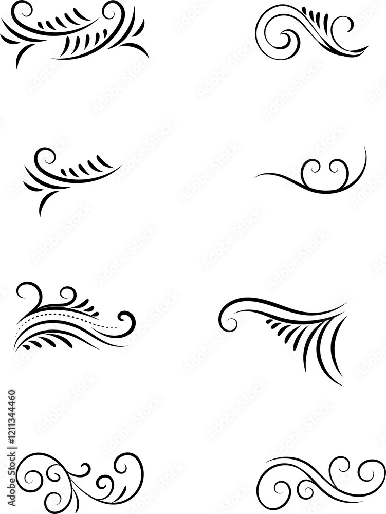 Fototapeta premium Decorative monograms and calligraphic borders. Template signage, logos, labels, stickers, cards. Graphic design page. Classic design elements for wedding invitations.