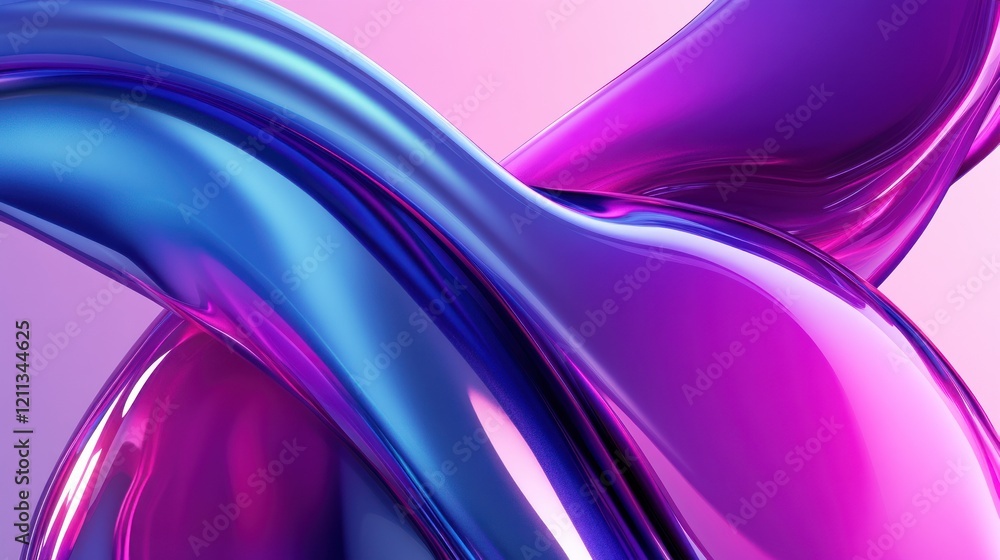 Obraz premium Abstract swirling blue purple liquid forms, soft background, design element