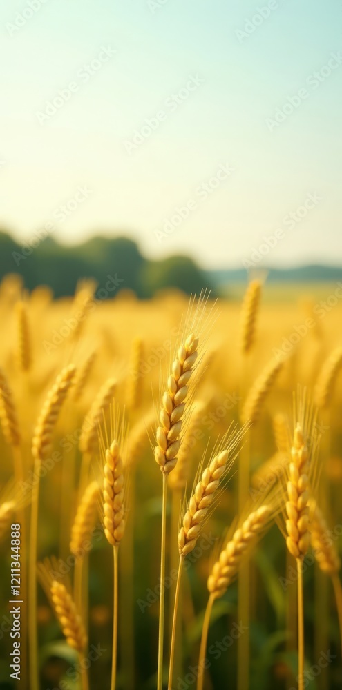 Golden Wheat Stalks in a Sunlit Field, a Serene Summer Harvest Scene Golden Wheat Stalks in a Sunlit Field, a Serene Summer Harvest Scene