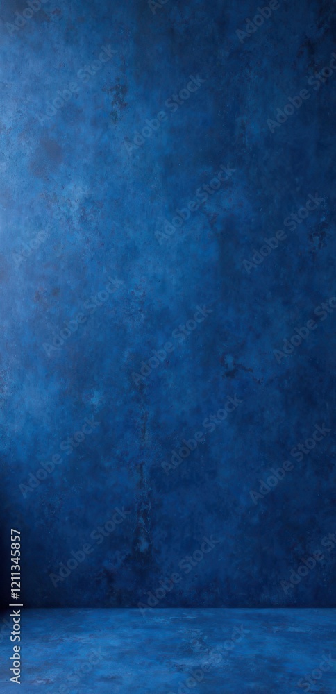 Deep Azure Studio Backdrop A Textured Wall and Floor Scene for Artistic Projects