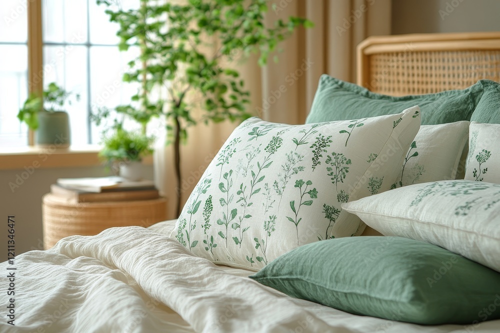 Obraz premium organic patterns with soft green accents, Generative AI