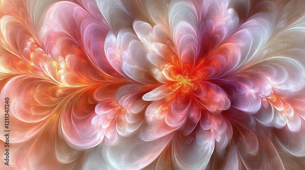Abstract Floral Design in Warm Peach and Red Hues Abstract Floral Design in Warm Peach and Red Hues