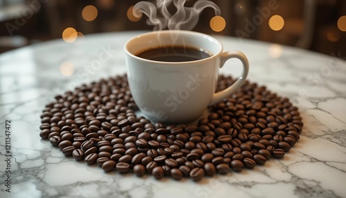 cup of coffee with beans