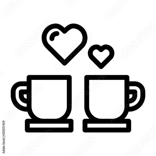 Coffee Love Outline Style